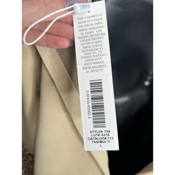 NWT Lily and Taylor Tan Spotted Dress Decorative Buttons Women’s Size Large - Picture 11 of 12